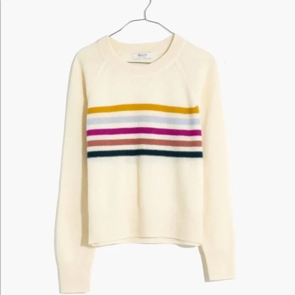Madewell Cashmere Striped Shrunken Sweatshirt Medium